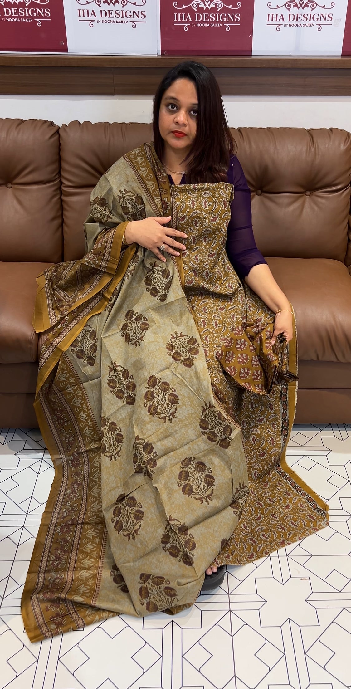 COTTON PRINTED UNSTITCHED SALWAR SUITS - IHA 9789