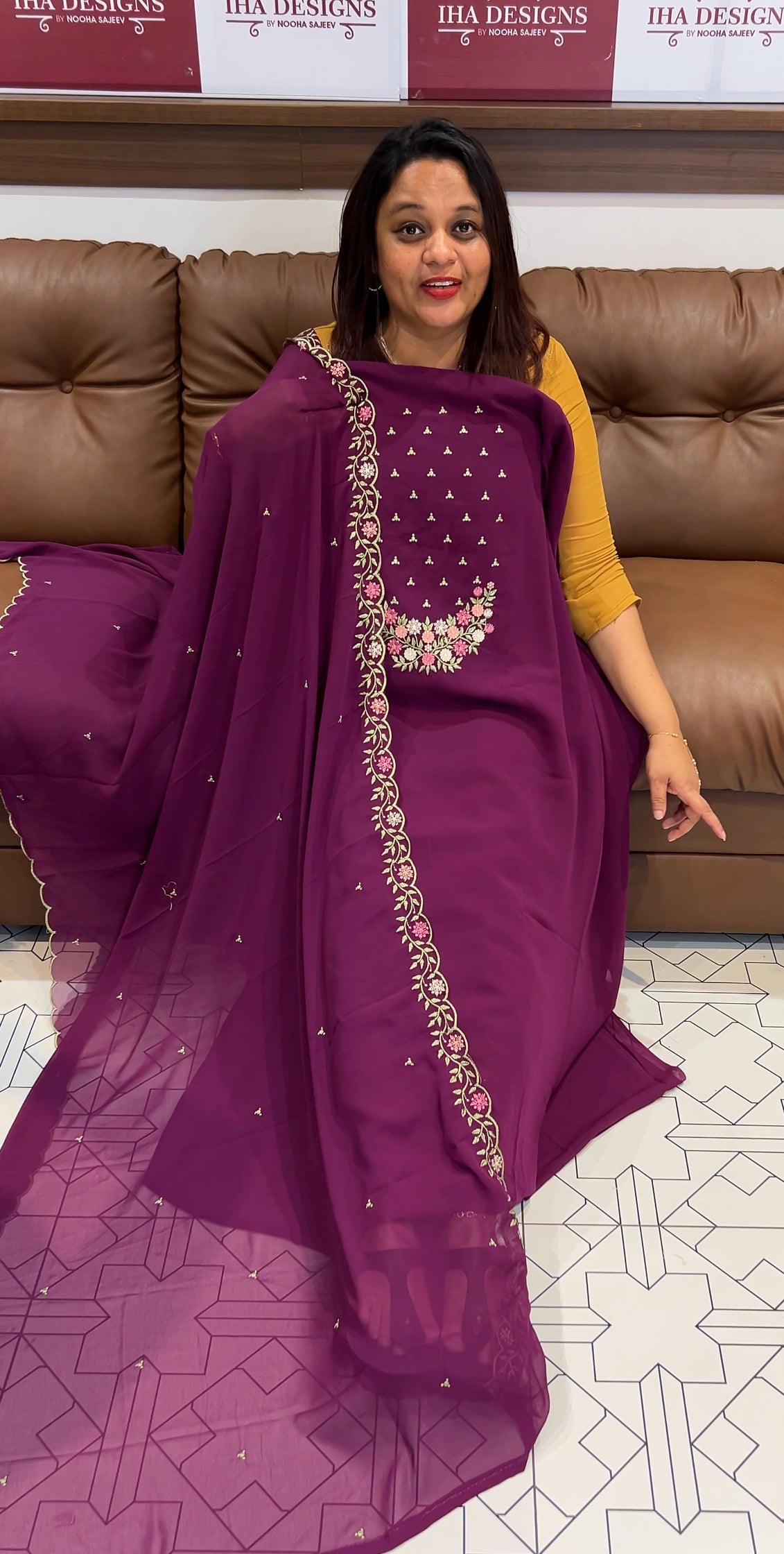 FAUX GEORGETTE UNSTITCHED SALWAR SUITS - IHA 9736