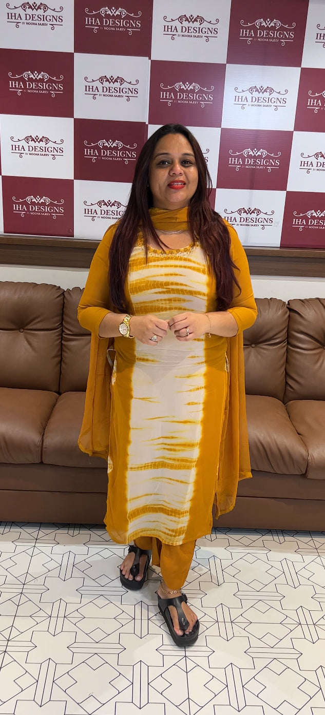 TIE AND DYED UNSTITCHED SALWAR SUITS - IHA 8386