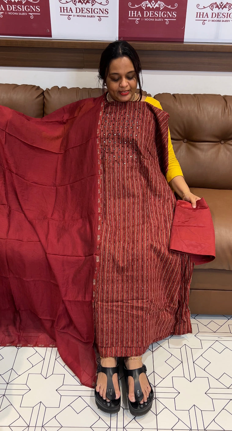 COTTON PRINTED UNSTITCHED SALWAR SUIT - IHA 8589