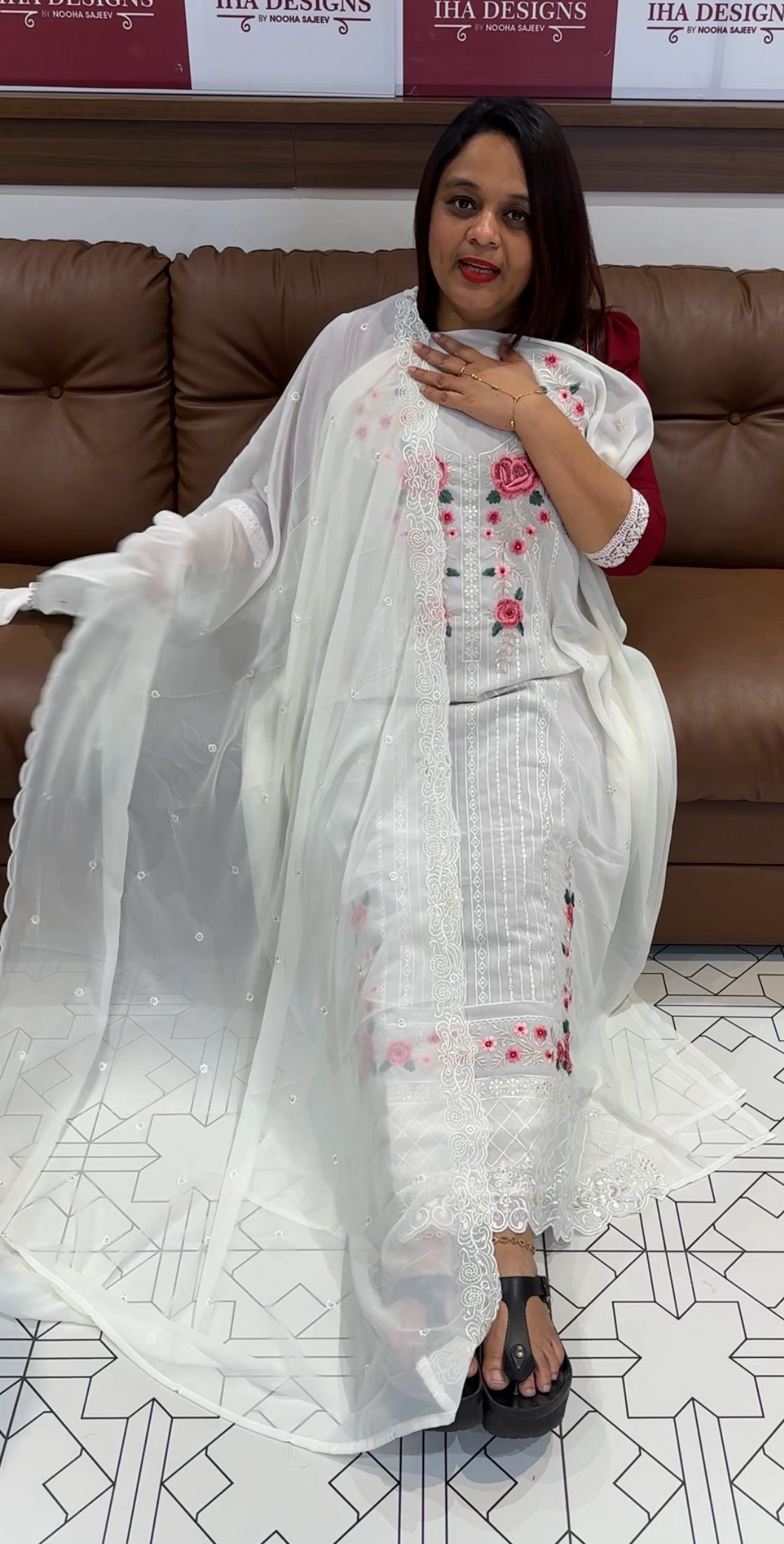 FAUX GEORGETTE UNSTITCHED SALWAR SUITS - IHA 9777