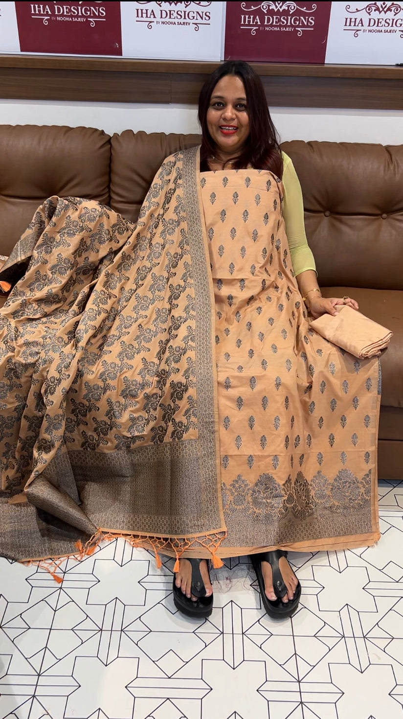 BANARASI UNSTITCHED SALWAR SUITS - IHA 8066