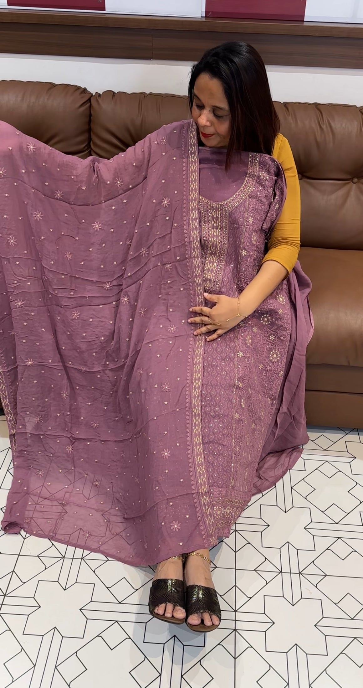 LUCKNOWI CHIKANKARI UNSTITCHED SALWAR SUITS - IHA 9729