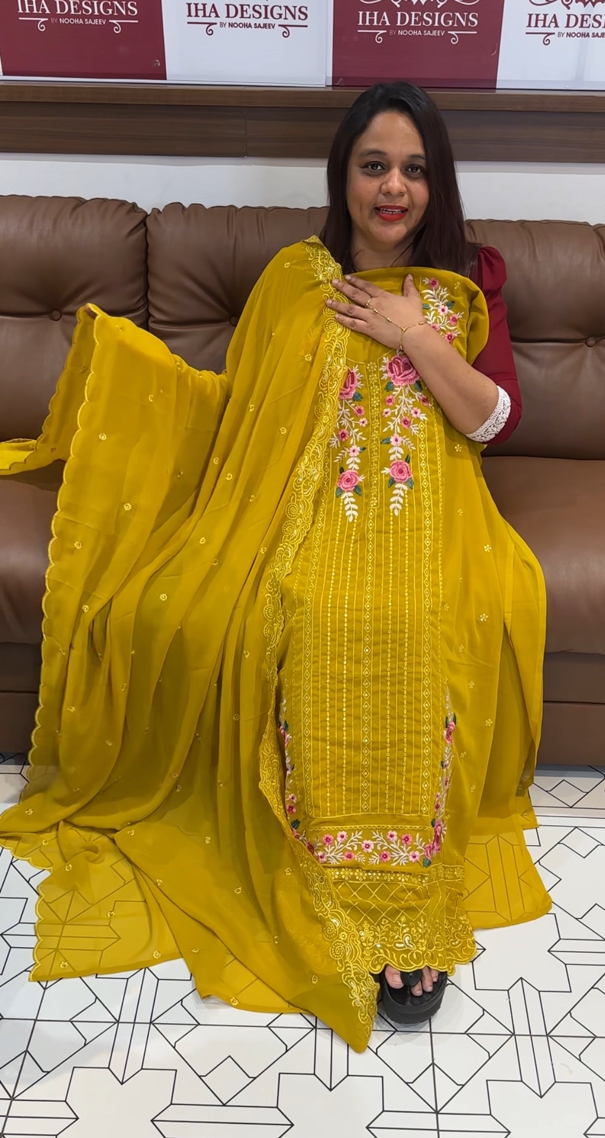 FAUX GEORGETTE UNSTITCHED SALWAR SUITS - IHA 9777