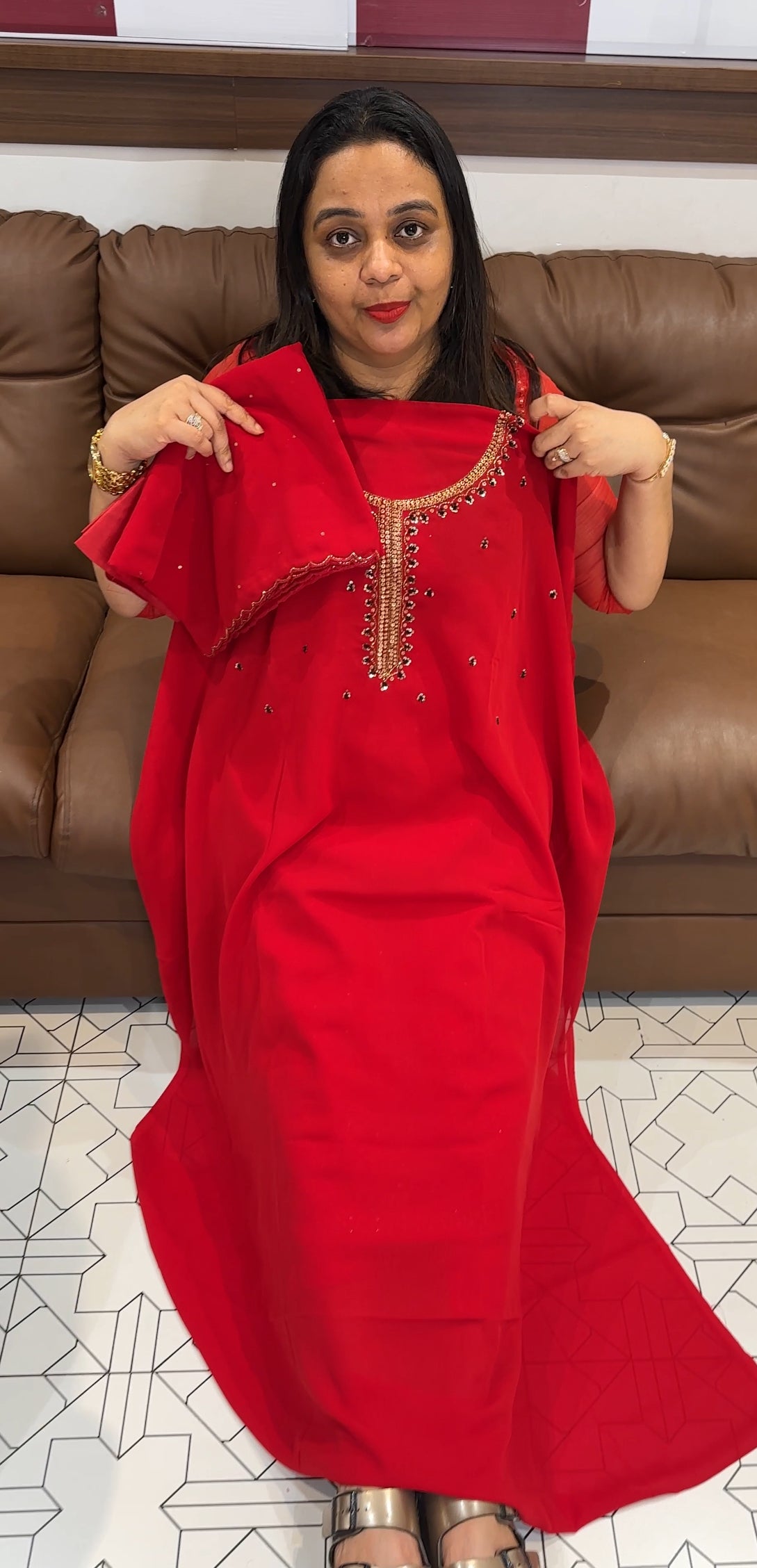 HAND WORKED UNSTITCHED SALWAR SUITS - IHA 22864
