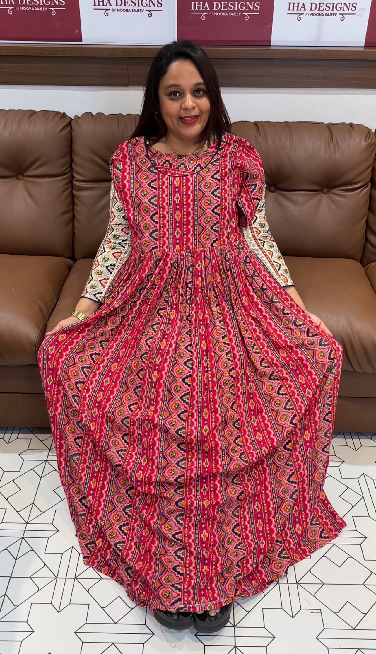 COTTON PRINTED ALINE TOPS - IHA 9776