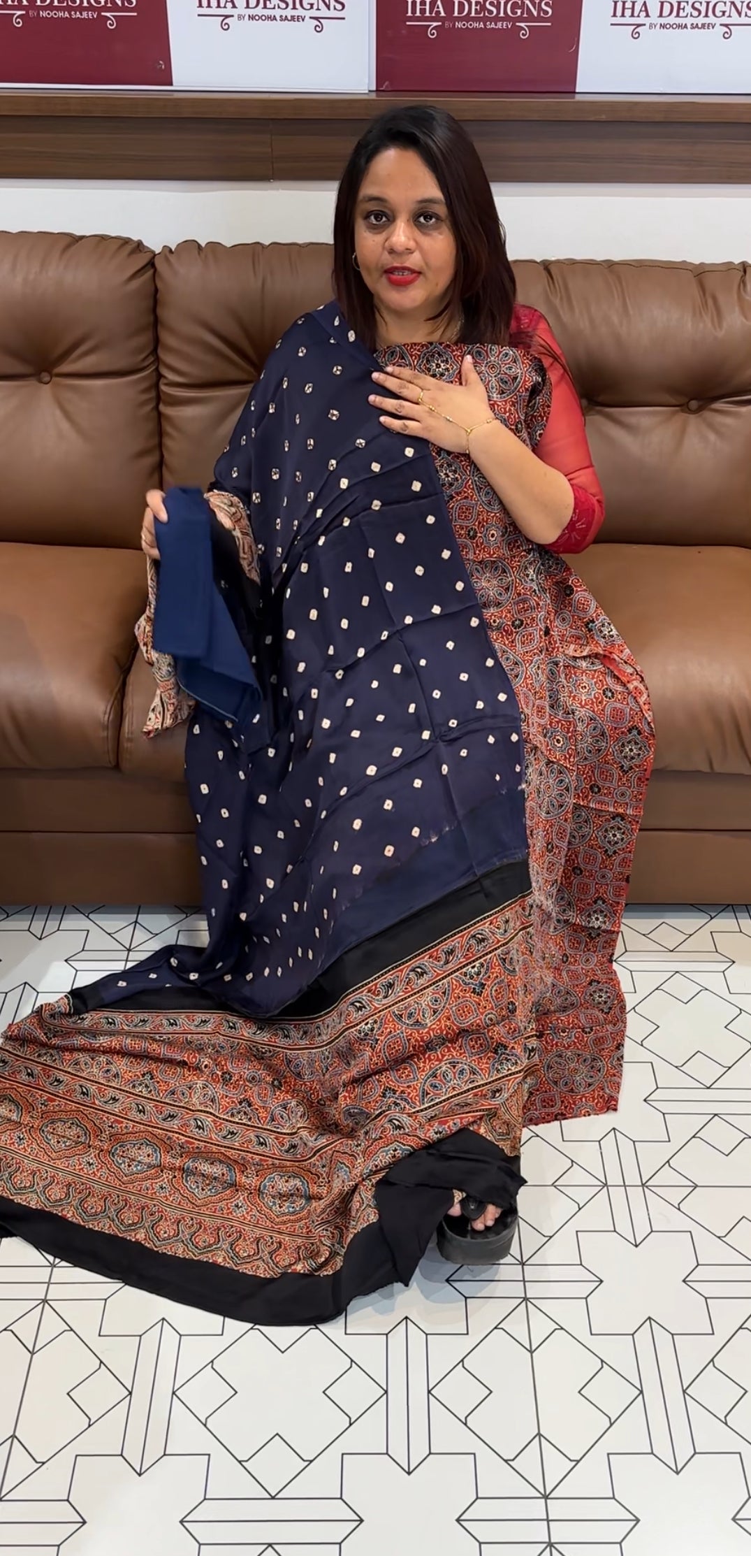 AJRAKH PRINTED UNSTITCHED SALWAR SUIT - IHA 9572