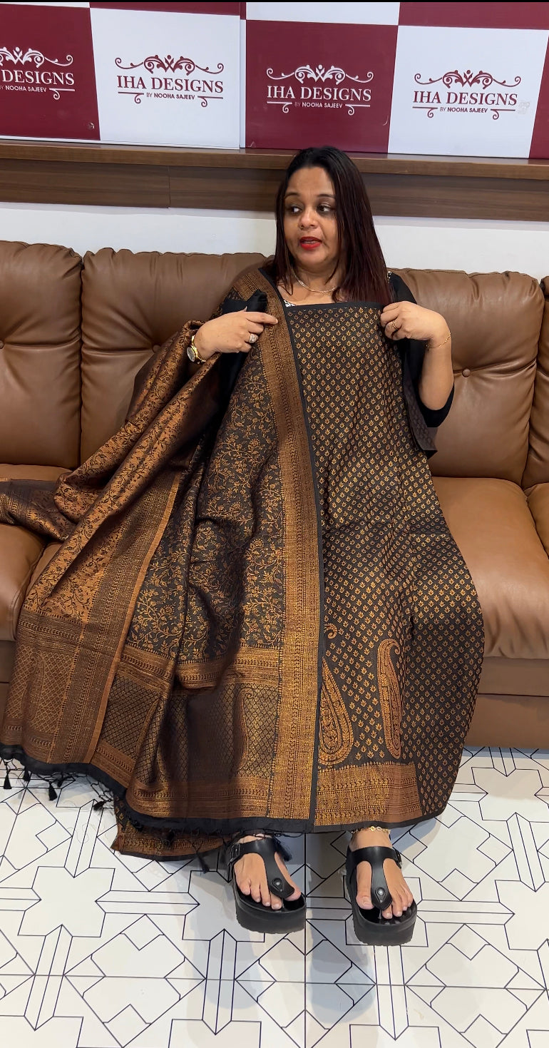 DESIGNER BANARASI KATAN UNSTITCHED SALWAR SUITS - IHA 8443