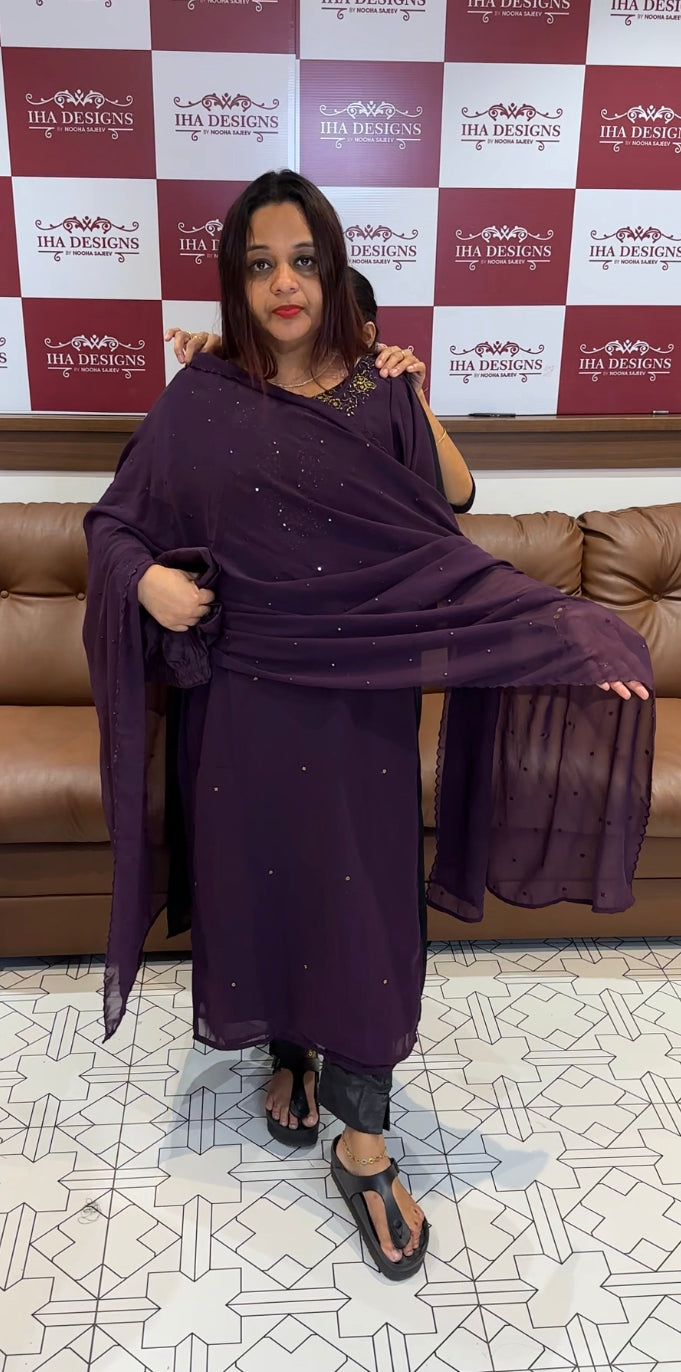 BUDGET BUY HAND WORKED TOP ,BOTTOM AND DUPATTA - IHA 8515