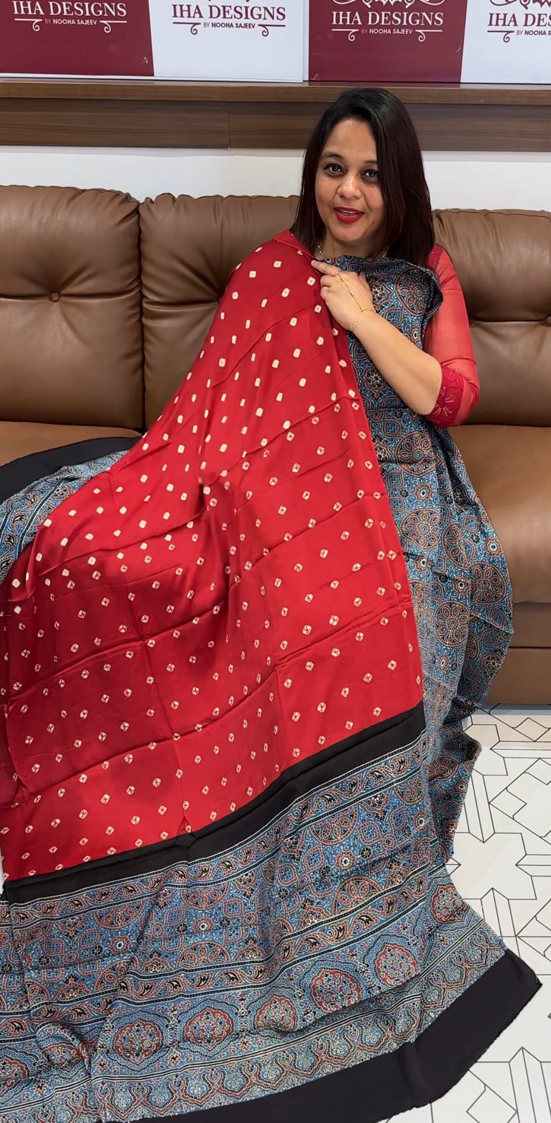 AJRAKH PRINTED UNSTITCHED SALWAR SUIT - IHA 9572