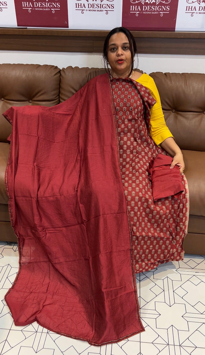 COTTON PRINTED UNSTITCHED SALWAR SUIT - IHA 8589
