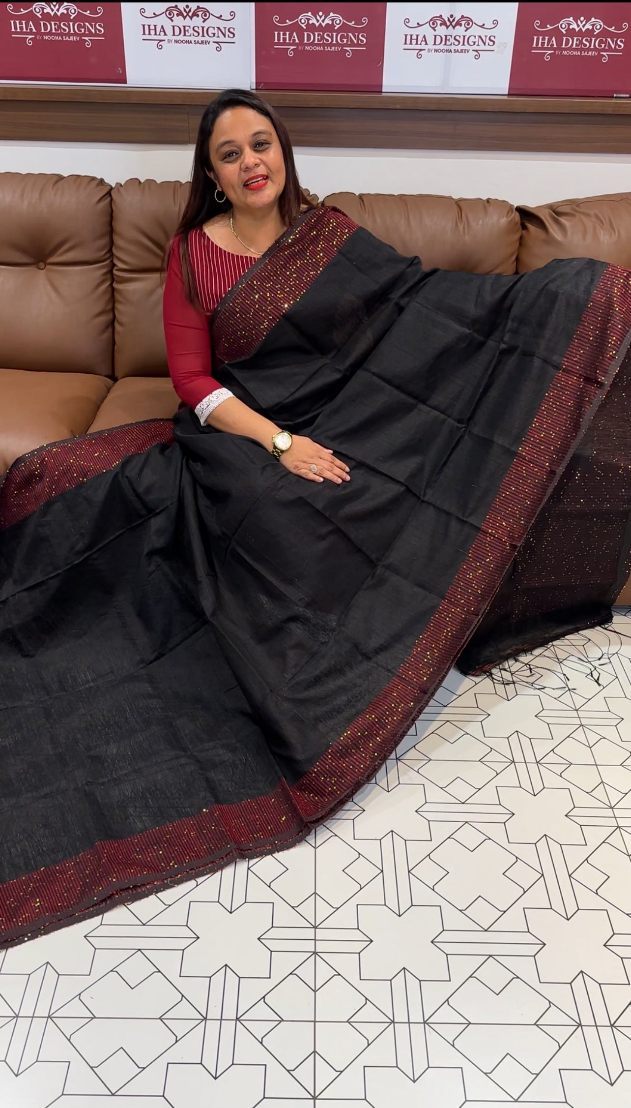 DESIGNER LINEN SILK SAREES - IHA 9773