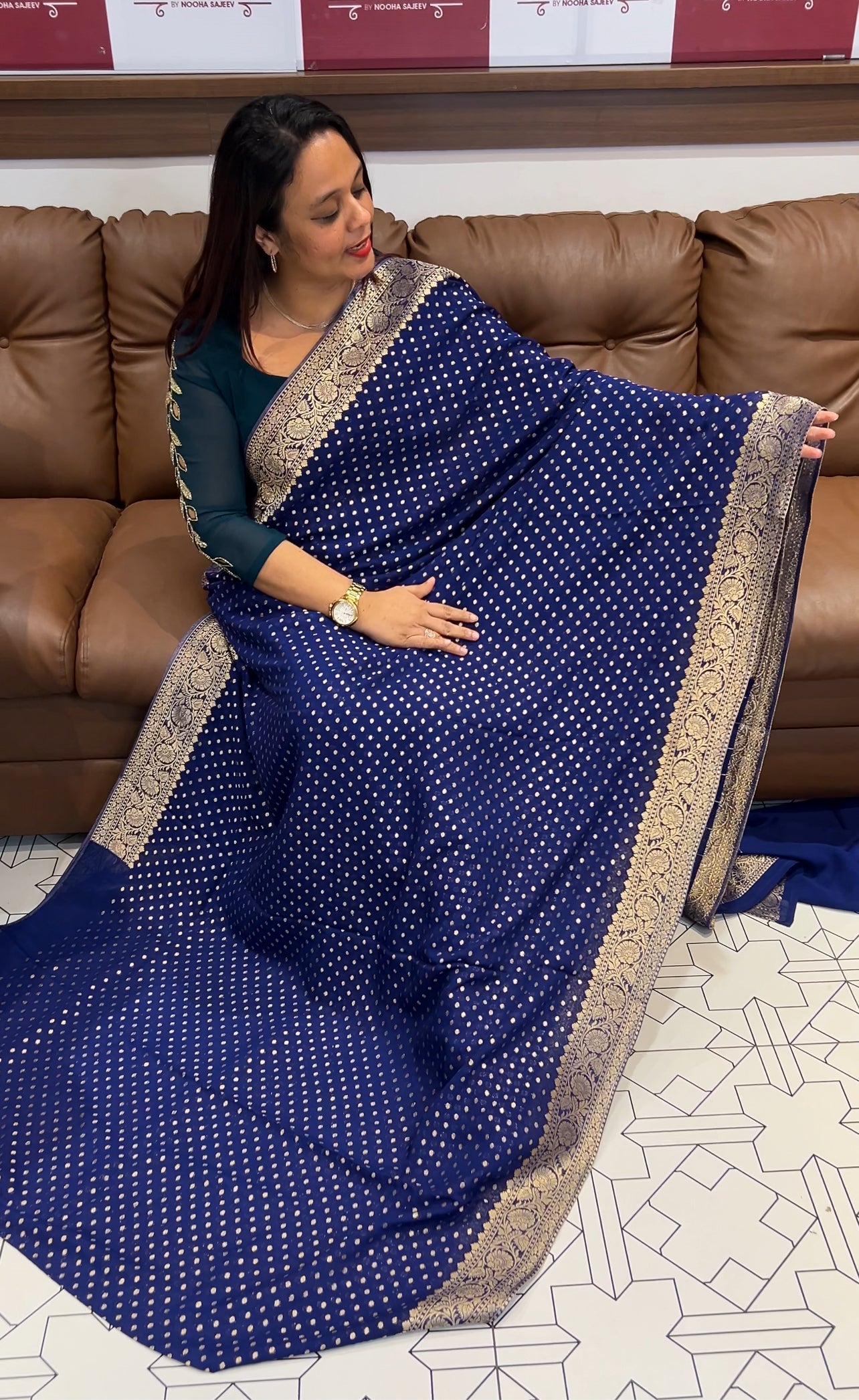 VISCOSE GEORGETTE BANARSI SILK SAREES - IHA 9756