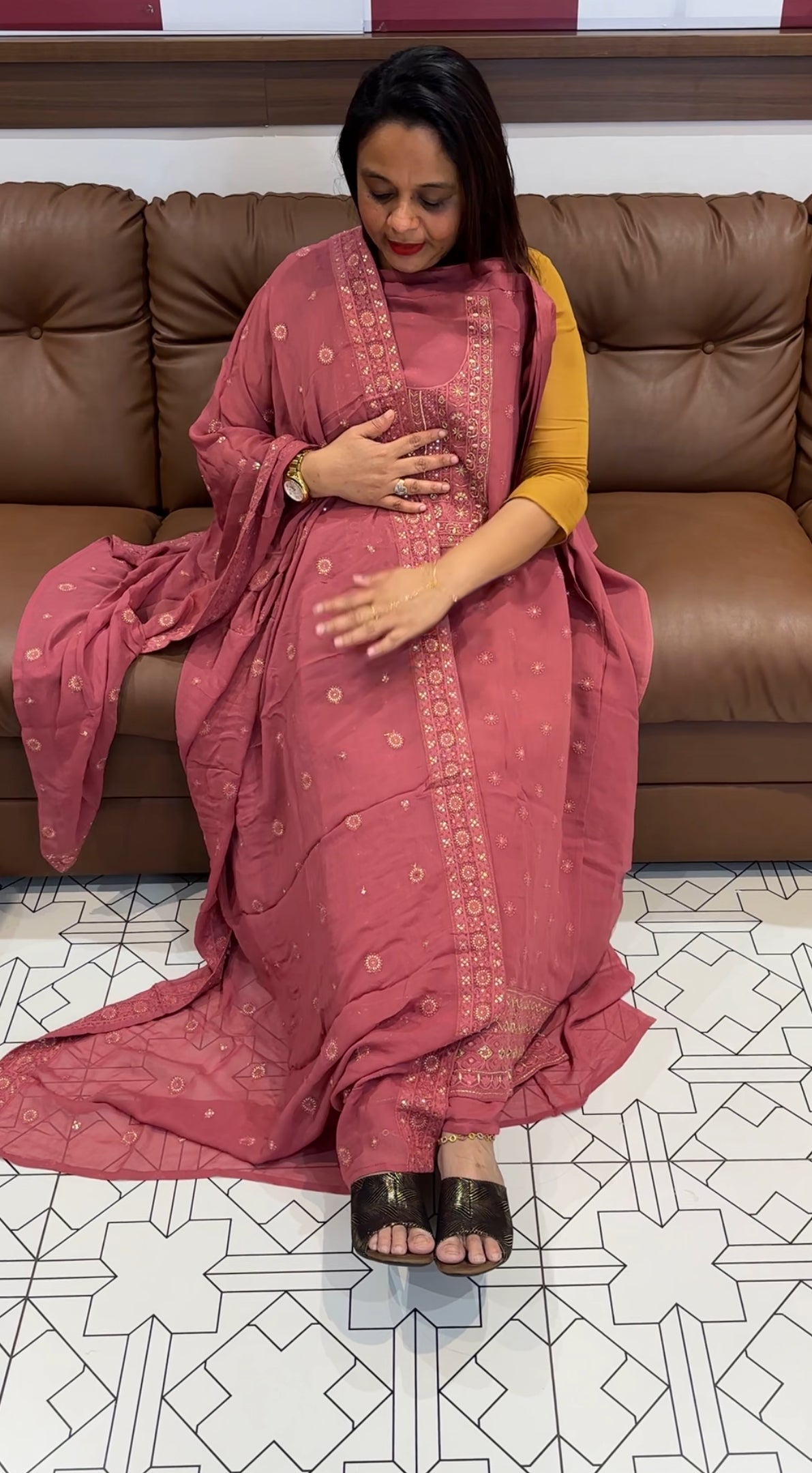 LUCKNOWI CHIKANKARI UNSTITCHED SALWAR SUITS - IHA 9728