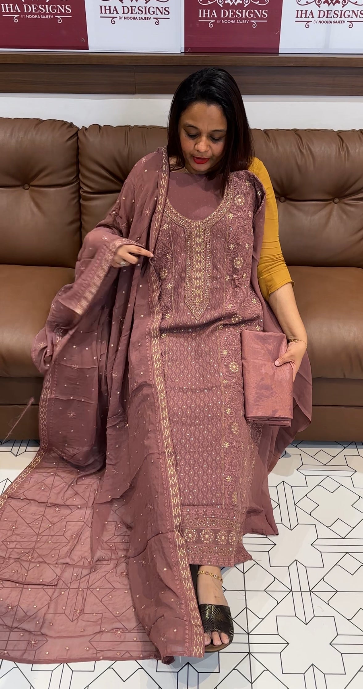 LUCKNOWI CHIKANKARI UNSTITCHED SALWAR SUITS - IHA 9729
