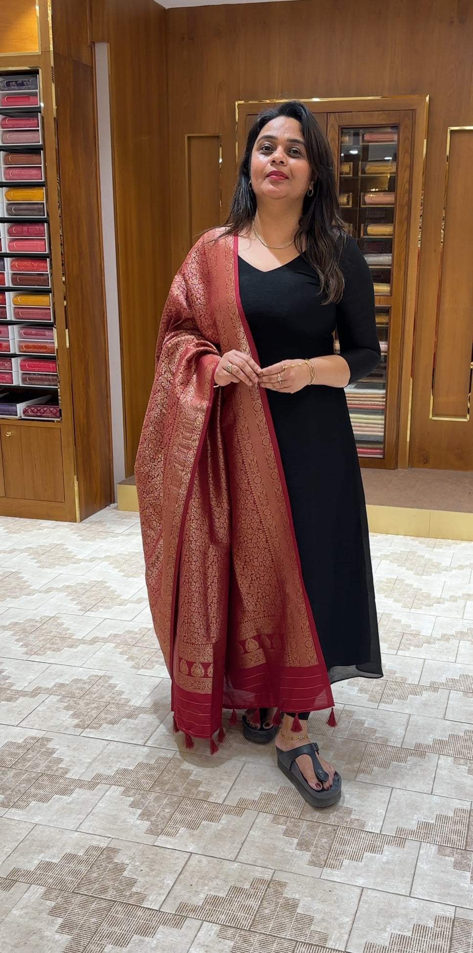 IHA'S IN-HOUSE SEMI RAW SILK SLITTED TOPS BOTTOM AND DUPATTA - IHA 26007