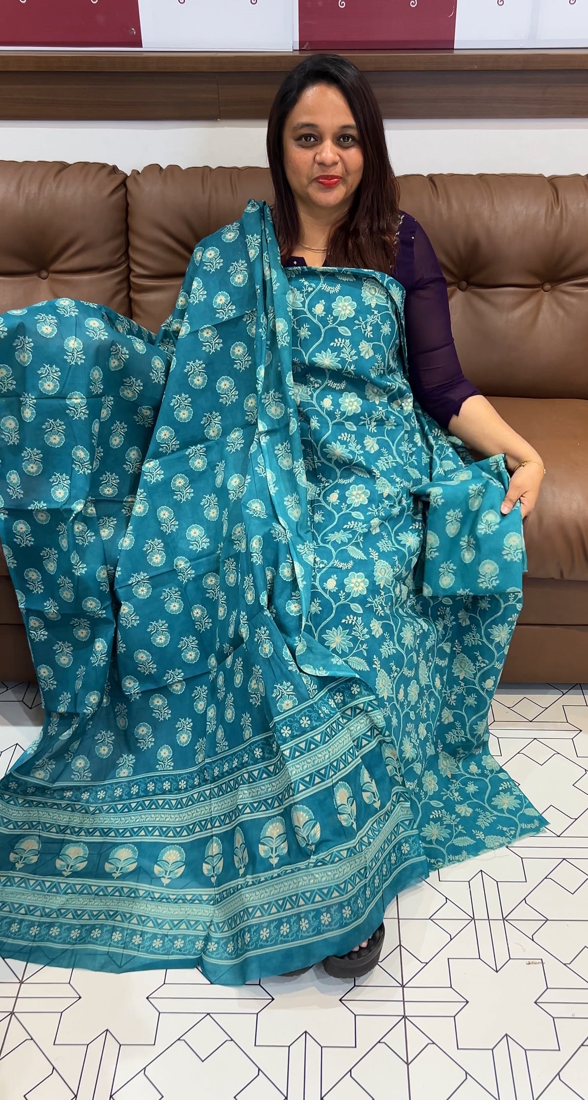 COTTON PRINTED UNSTITCHED SALWAR SUITS - IHA 9789