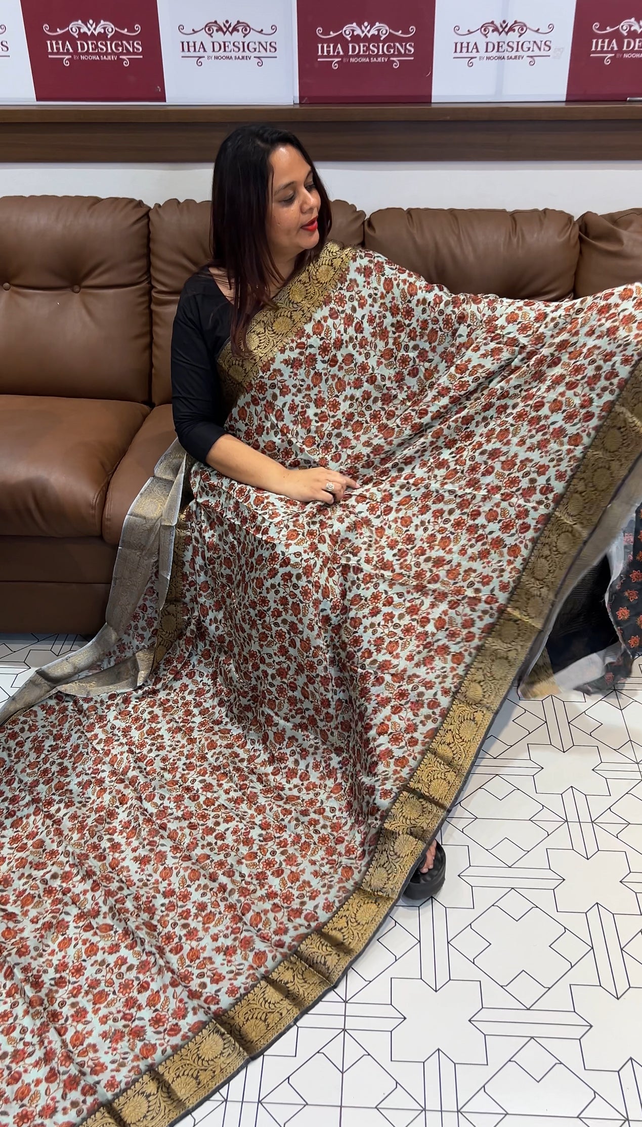 PRINTED CRAPE SILK SAREES - IHA 9653