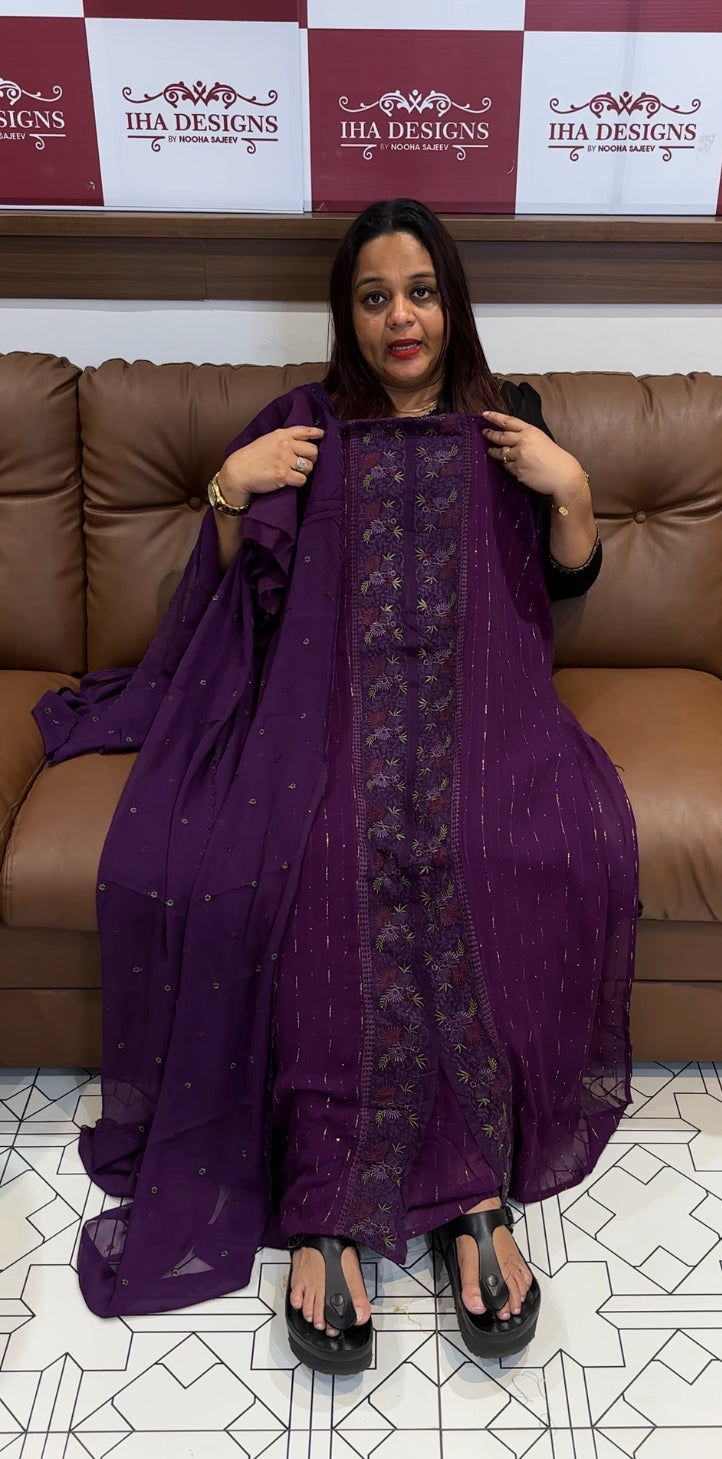 VISCOSE GEORGETTE UNSTITED SALWAR SUITS - IHA 8414