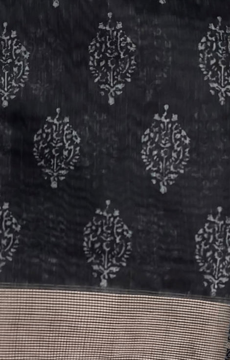 BUDGET BUY PRINTED SEMI LINEN SAREE - IHA 8169