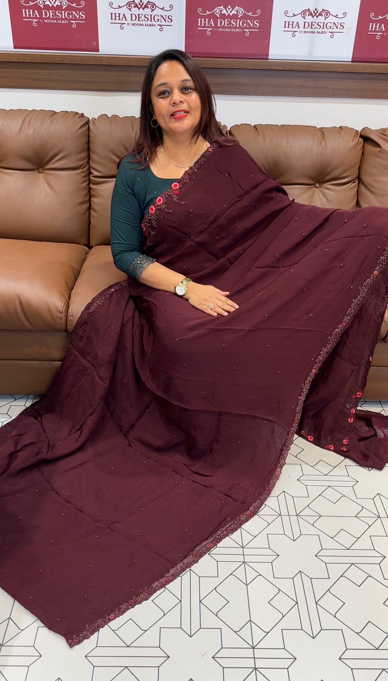 DESIGNER HAND WORKED SAREES - IHA 9722