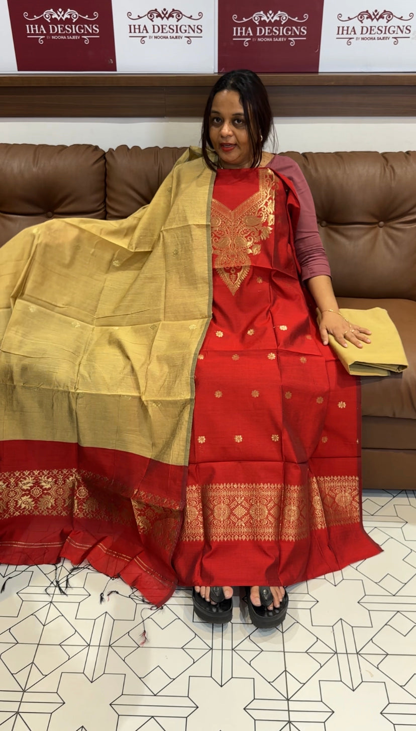 SILK UNSTITCHED SALWAR SUIT - IHA 8570
