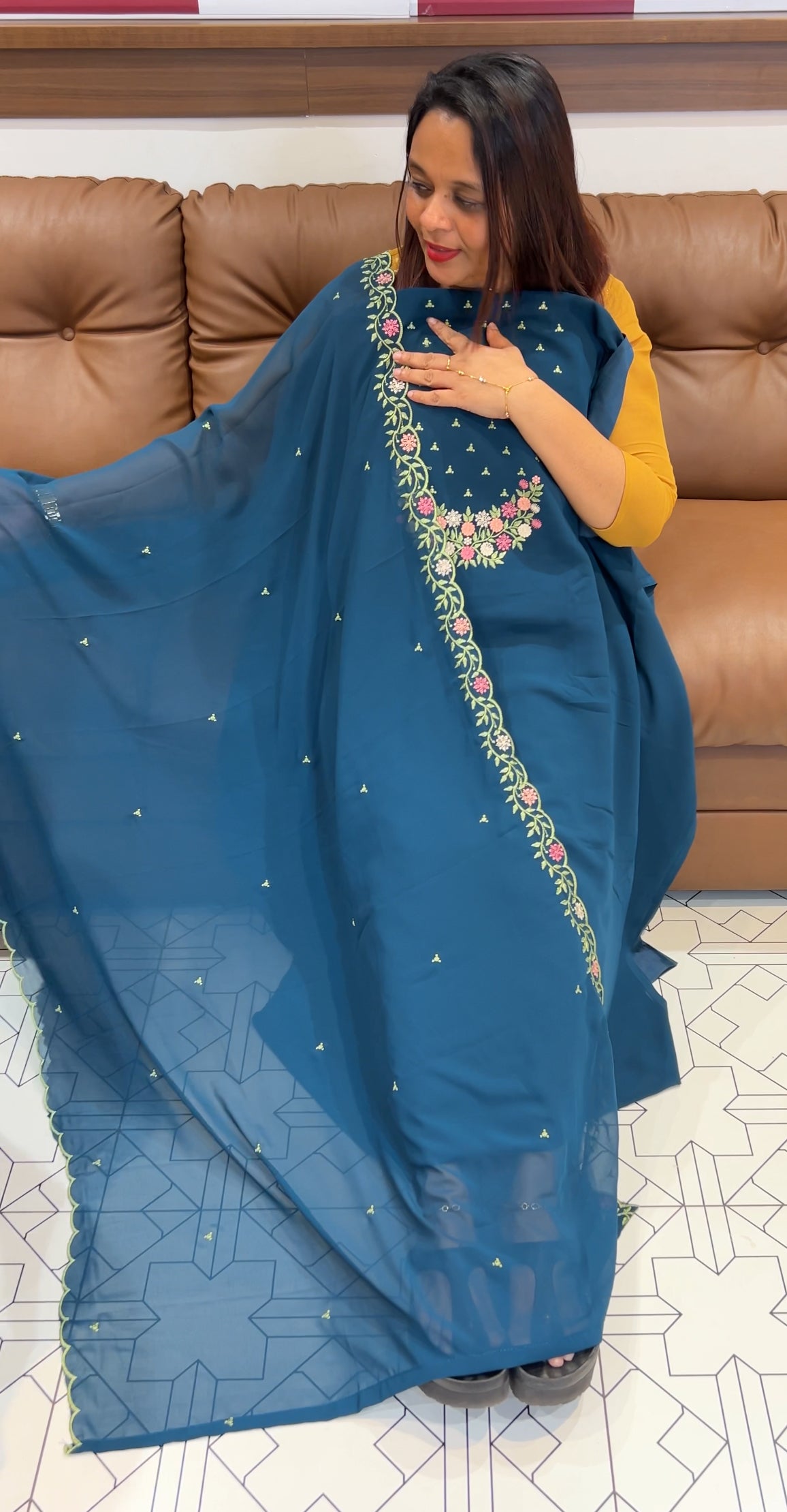 FAUX GEORGETTE UNSTITCHED SALWAR SUITS - IHA 9736