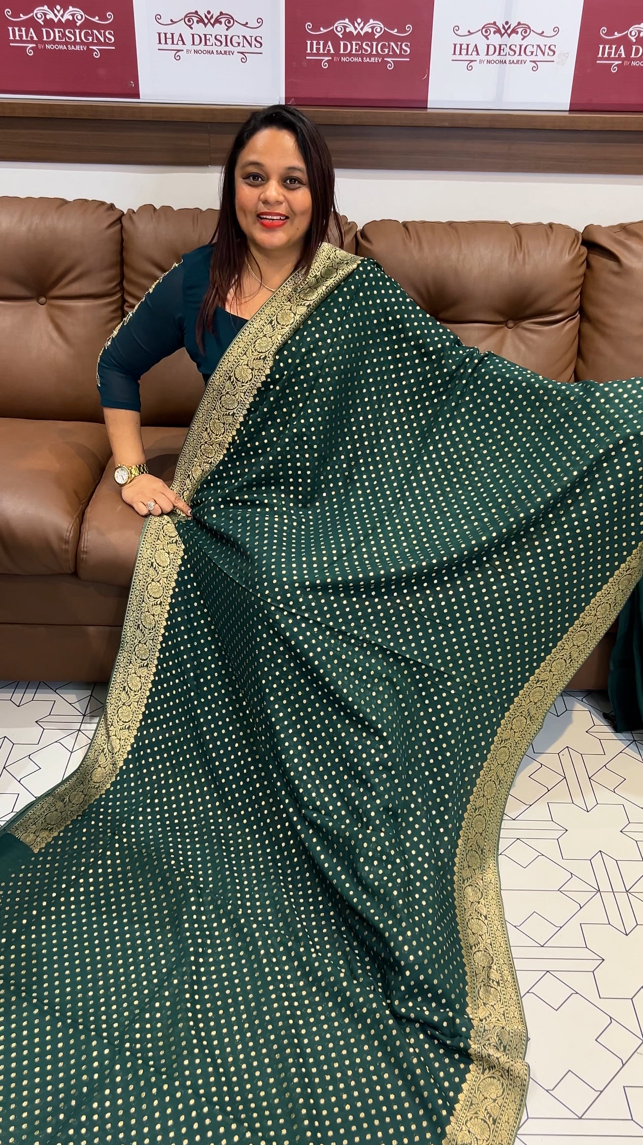 VISCOSE GEORGETTE BANARSI SILK SAREES - IHA 9756