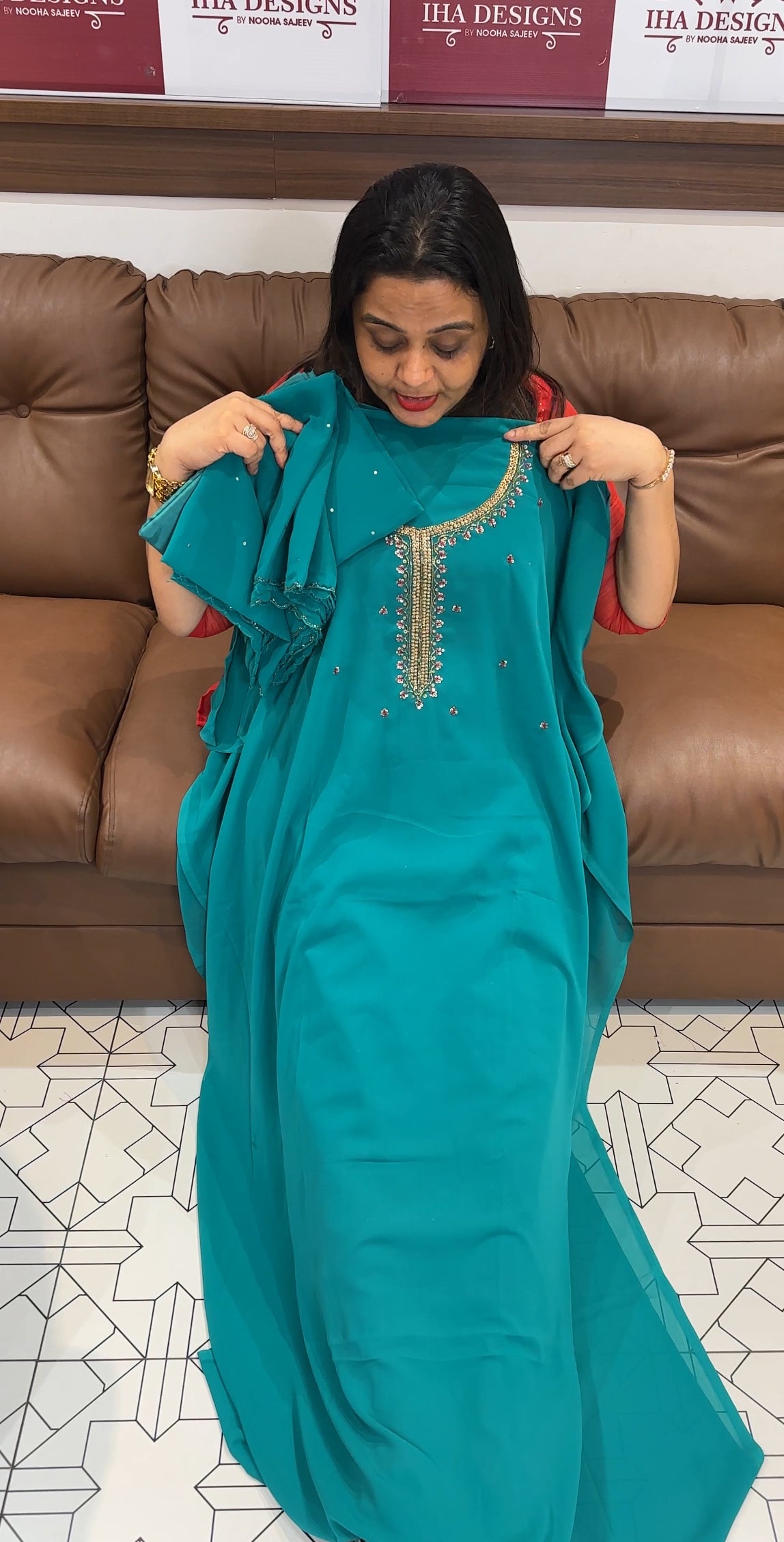 HAND WORKED UNSTITCHED SALWAR SUITS - IHA 22864