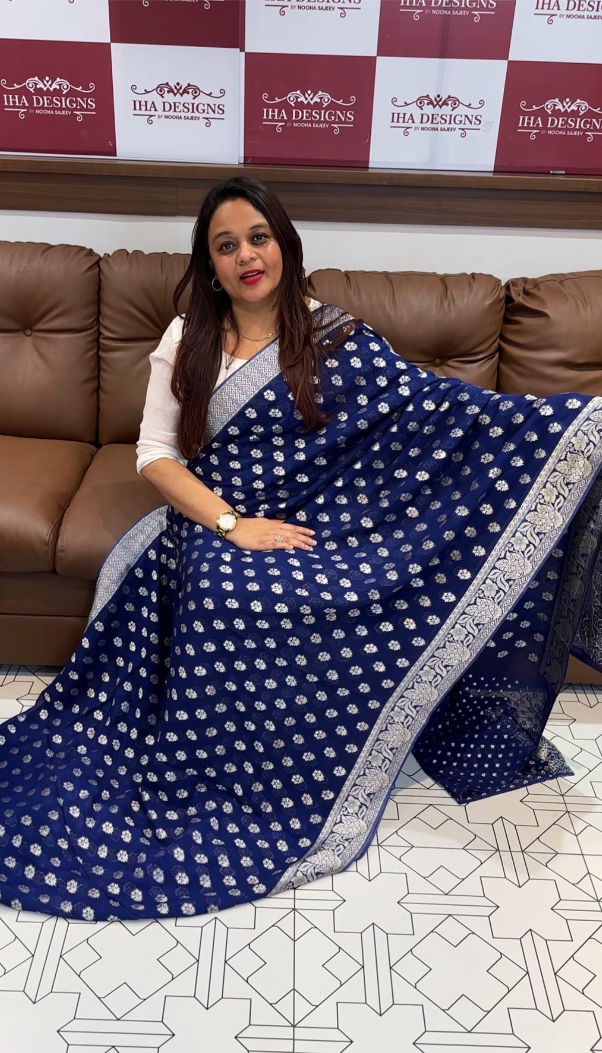 VISCOSE GEORGETTE BANARASI SILK SAREES - IHA 9590
