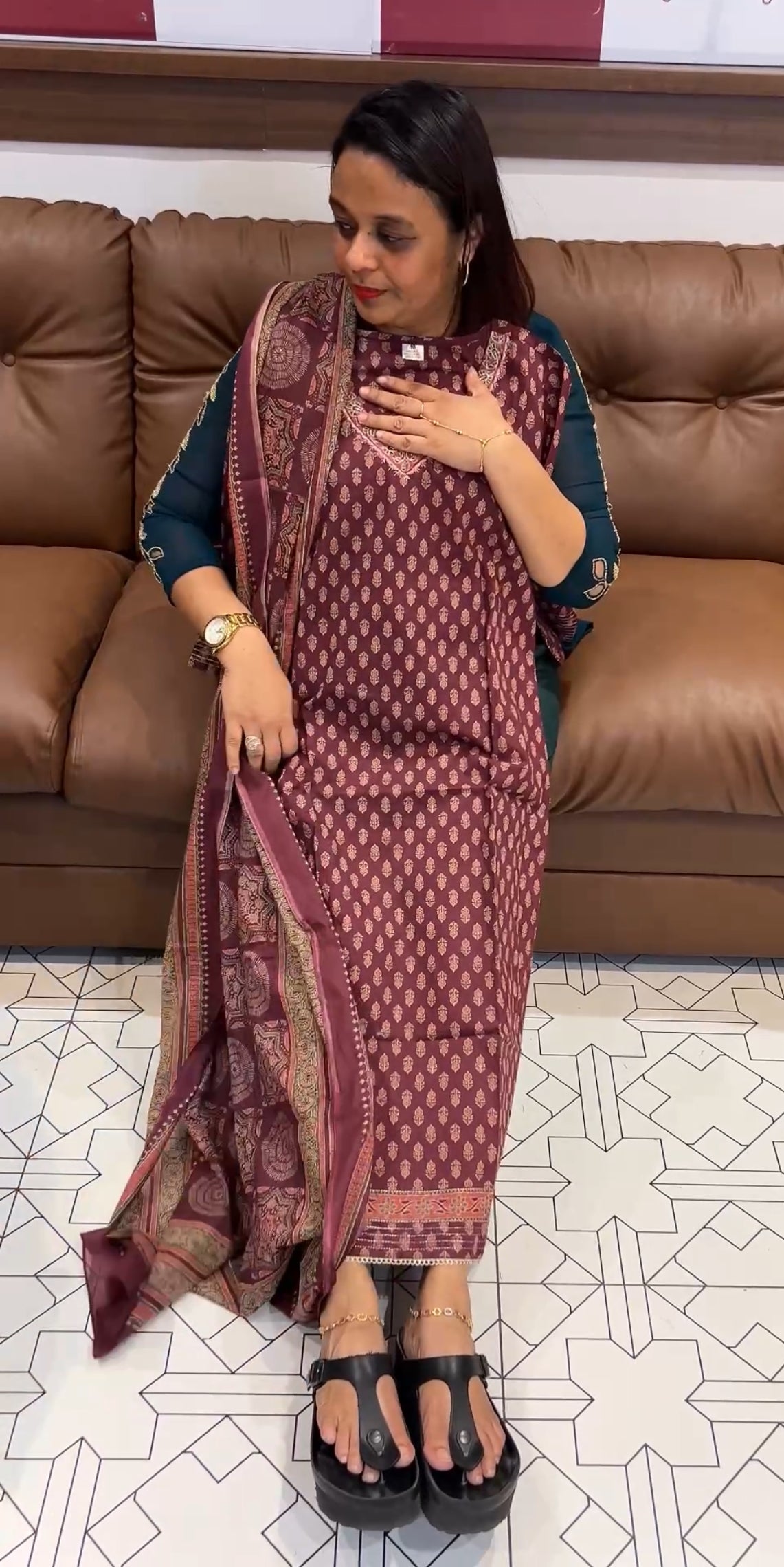 BUDGET BUY PRINTED COTTON TOP , BOTTOM AND DUPATTA - IHA 9759