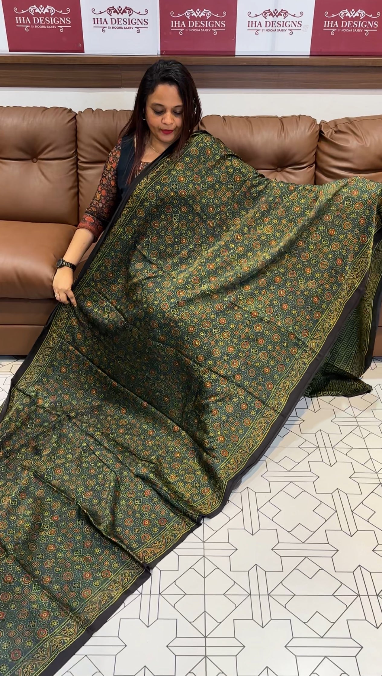 AJRAKH PRINTED MODAL SAREES - IHA 9831