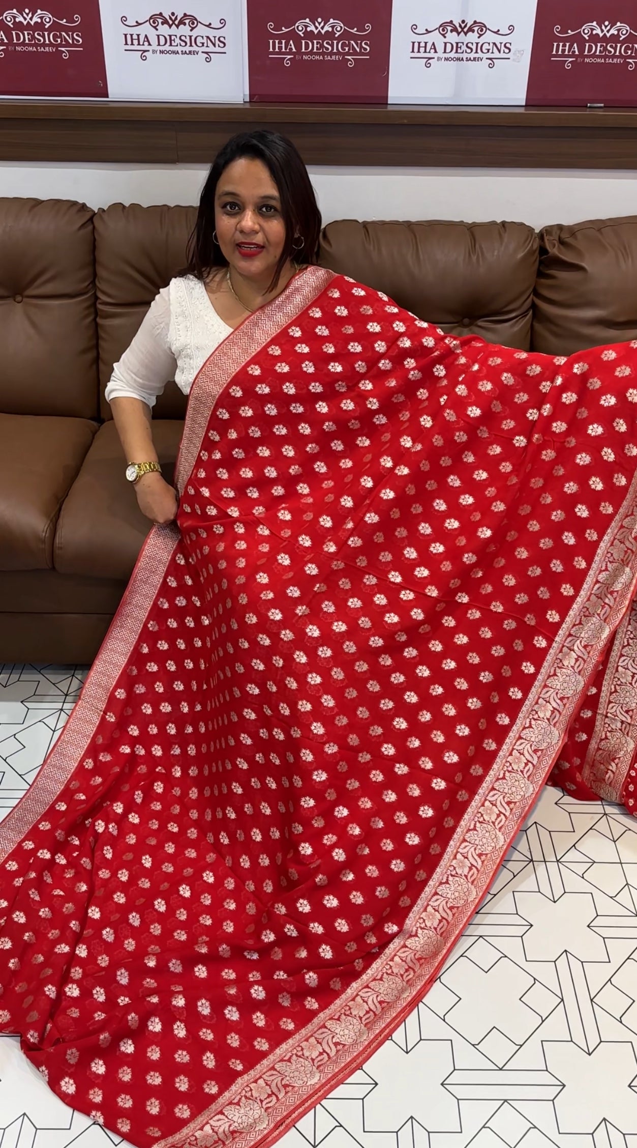 VISCOSE GEORGETTE BANARASI SILK SAREES - IHA 9590