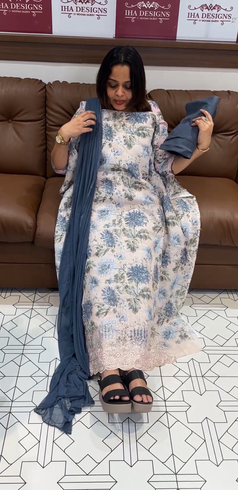 PRINTED UNSTITCHED SALWAR SUITS - IHA 22205