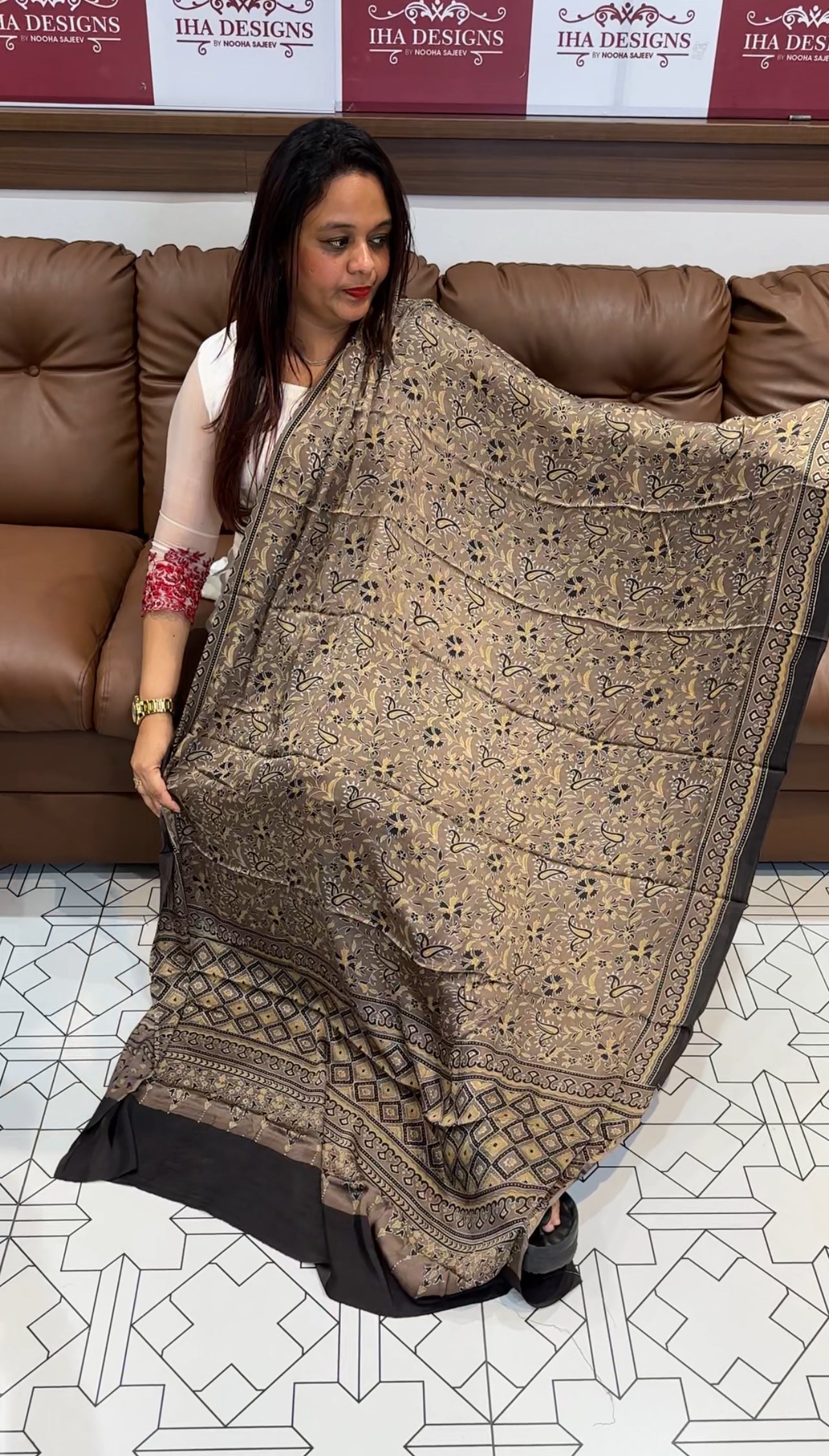 AJRAKH PRINTED MODAL DUPATTA - IHA 9629