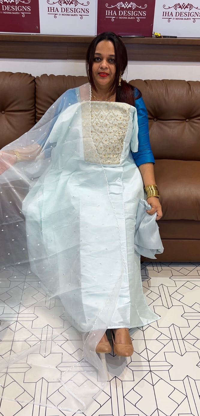 BUDGET BUY SILK UNSTITCHED SALWAR SUITS - IHA 8122
