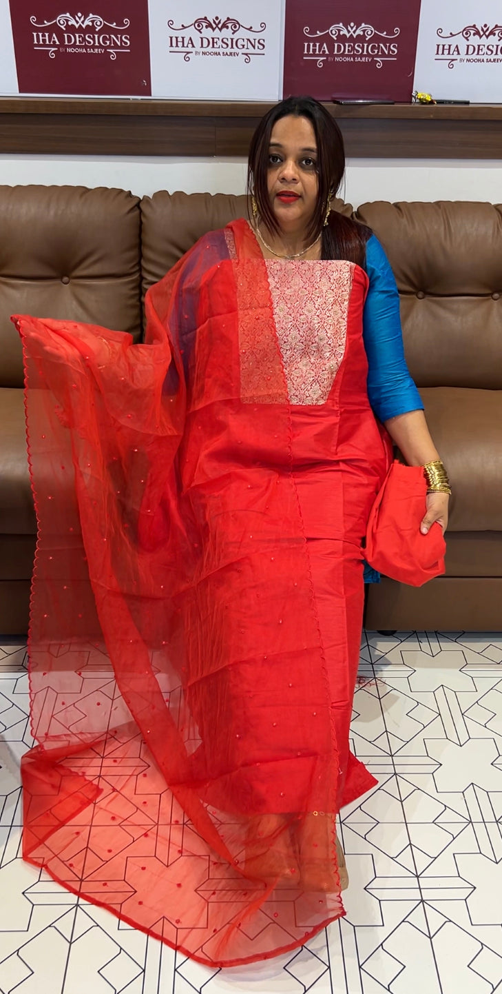 BUDGET BUY SILK UNSTITCHED SALWAR SUITS - IHA 8122