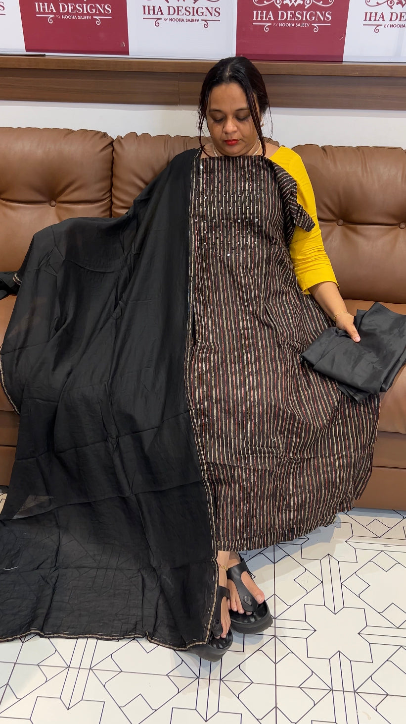 COTTON PRINTED UNSTITCHED SALWAR SUIT - IHA 8589