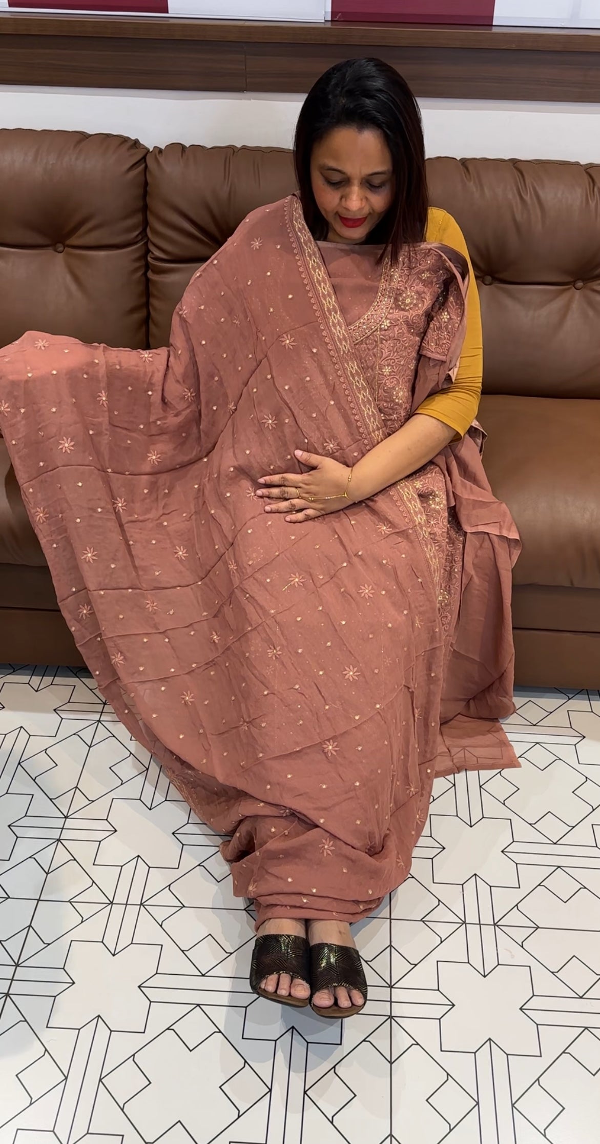 LUCKNOWI CHIKANKARI UNSTITCHED SALWAR SUITS - IHA 9729