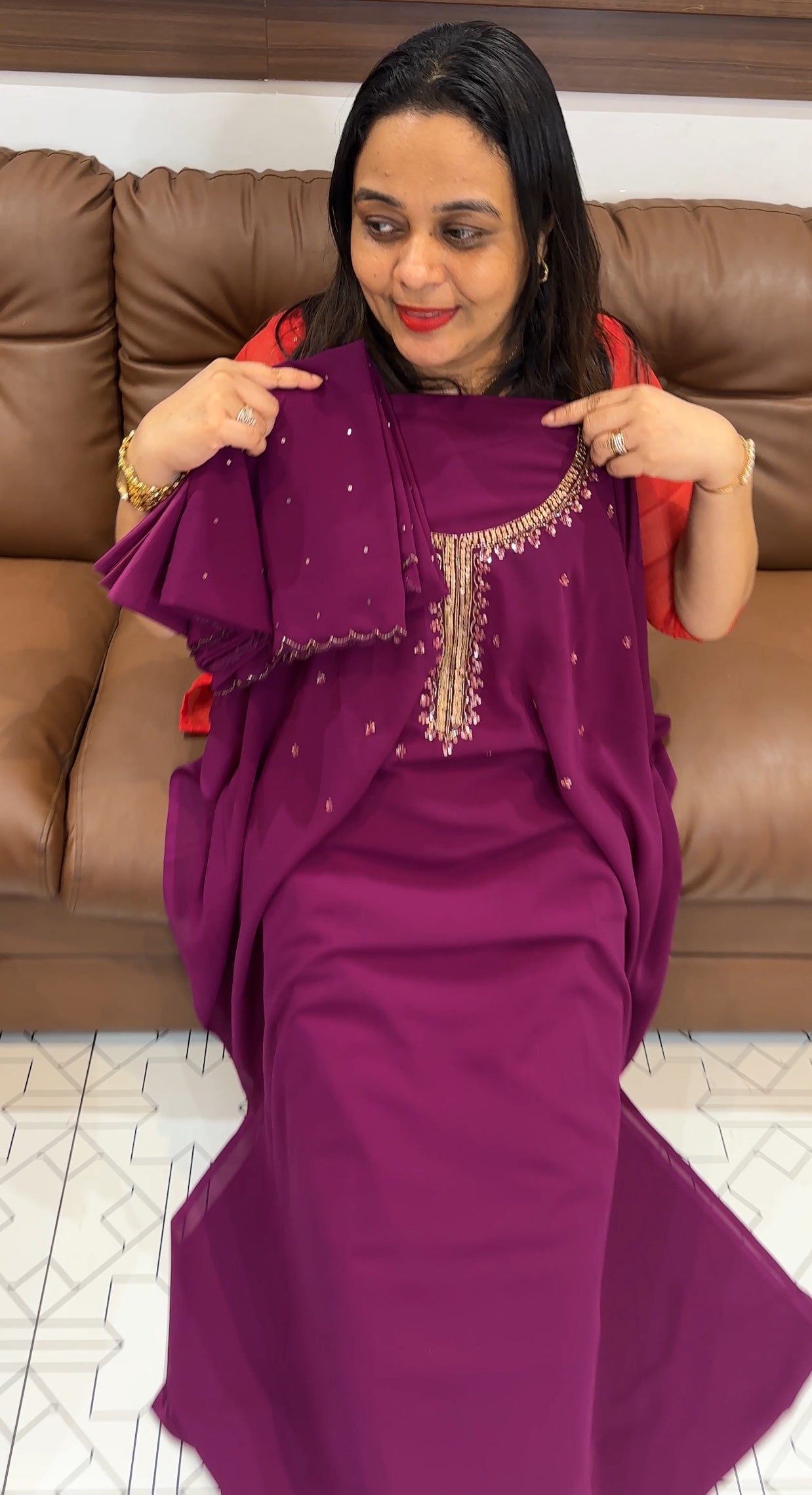 HAND WORKED UNSTITCHED SALWAR SUITS - IHA 22864