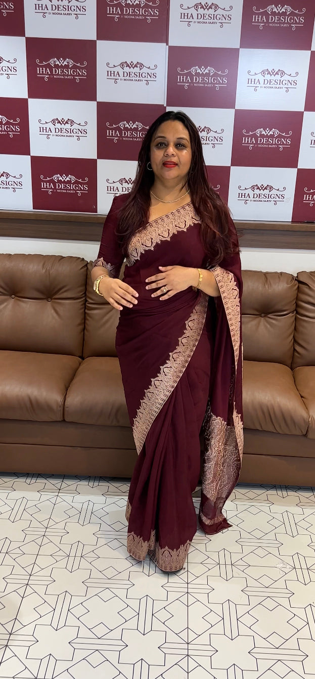 FORWARD PLATINUM CHIFFON BANARASI SILK SAREES - IHA 8185