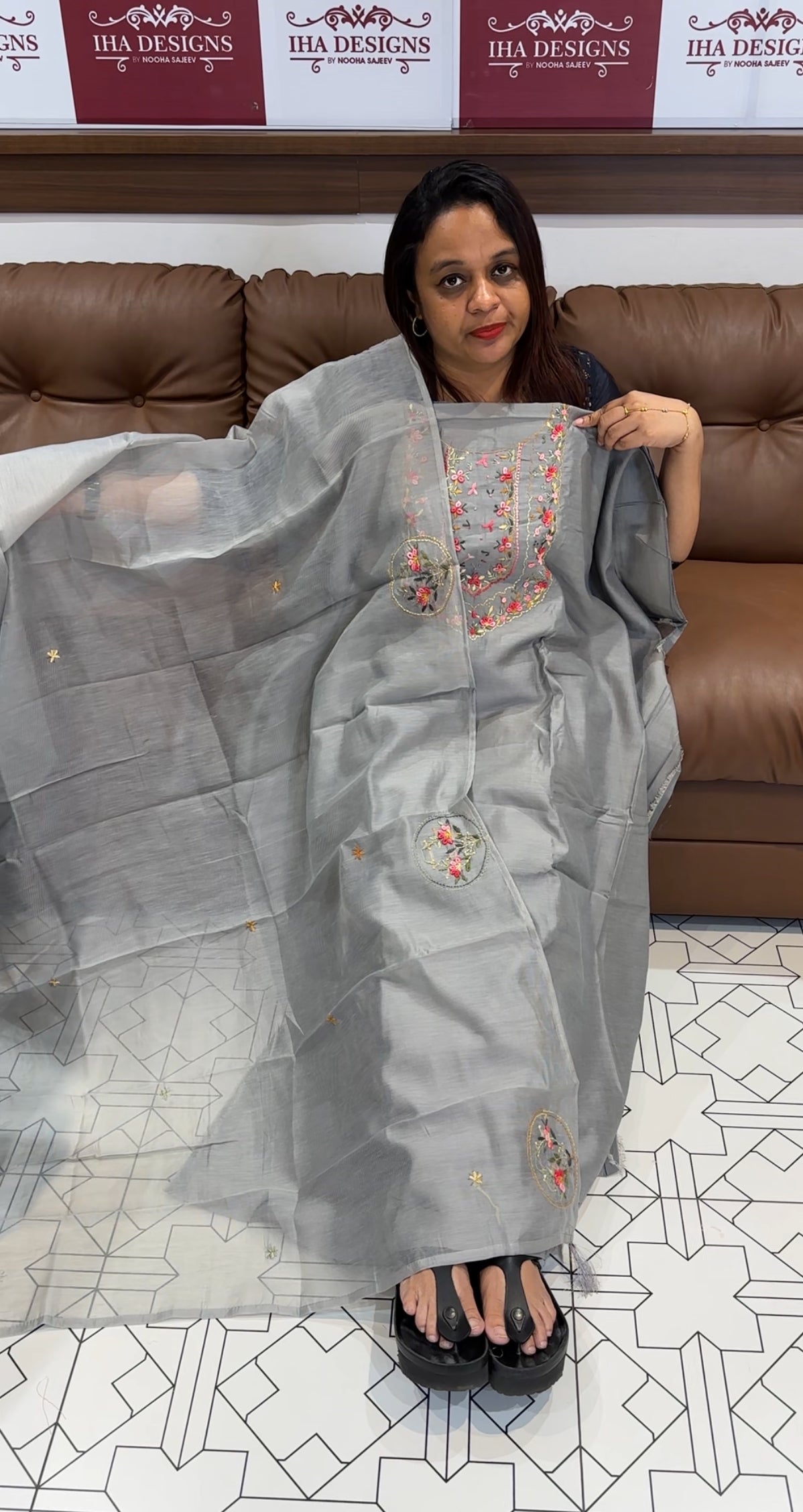 SILK CHANDERI UNSTITCHED SALWAR SUITS - IHA 9860