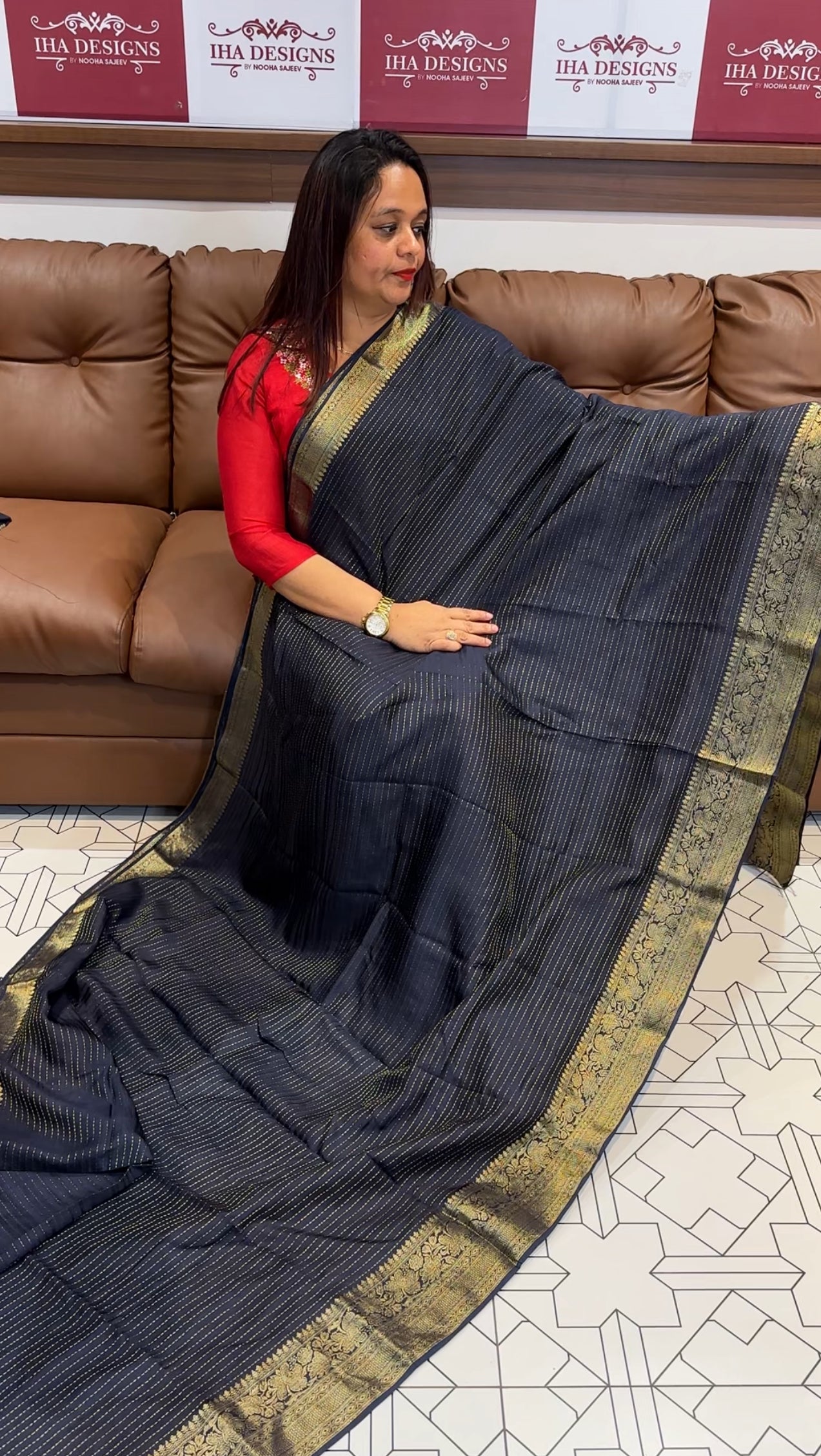DESIGNER SEMI BANARASI SILK SAREES - IHA 9670