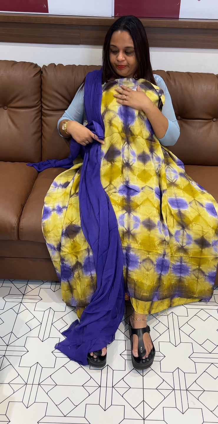 MARBALE DYEING COTTON UNSTITCHED SALWAR SUITS - IHA 8454