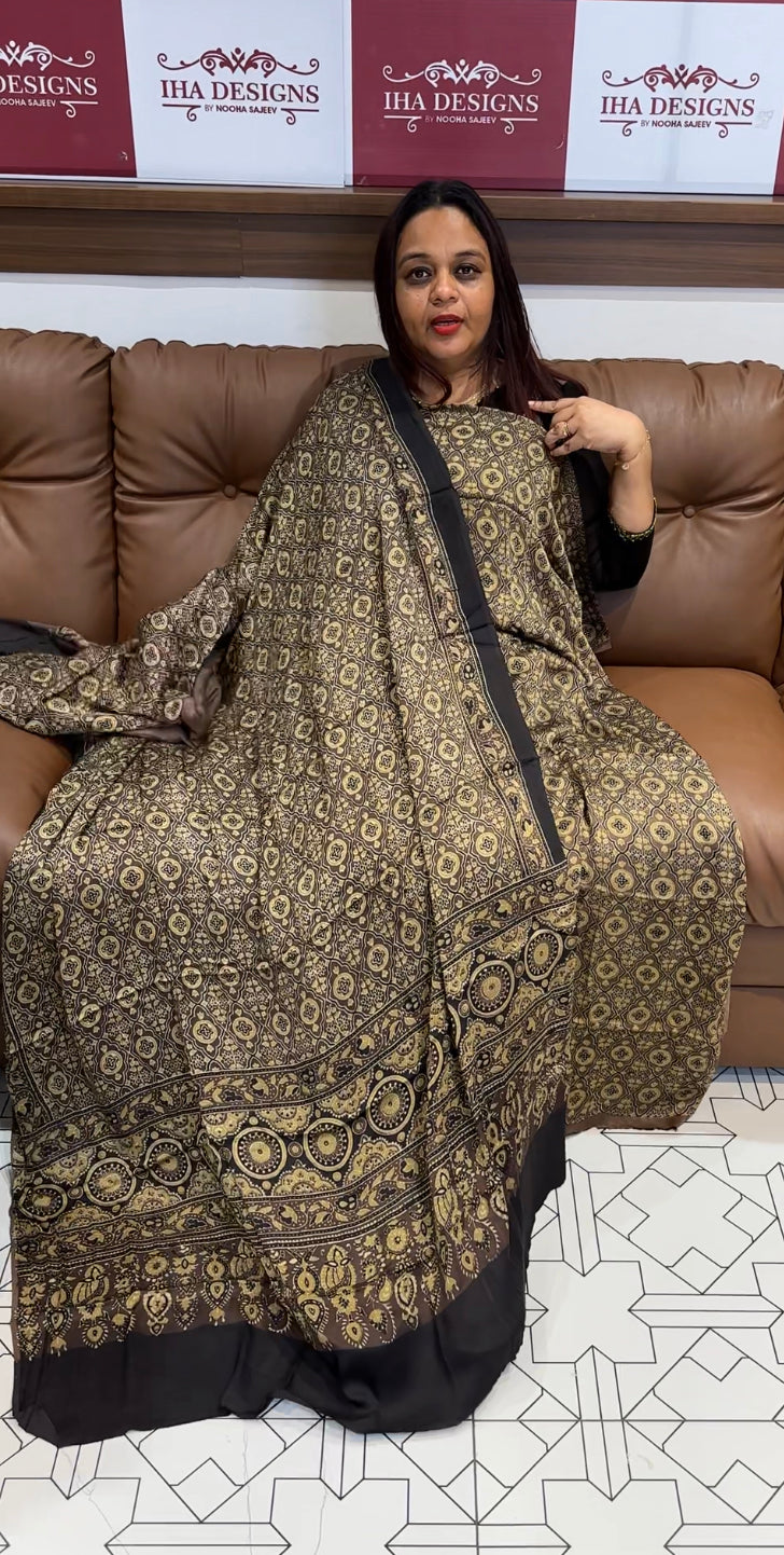 AJRAKH PRINTED MODAL UNSTITCHED SALWAR SUITS - IHA 8427