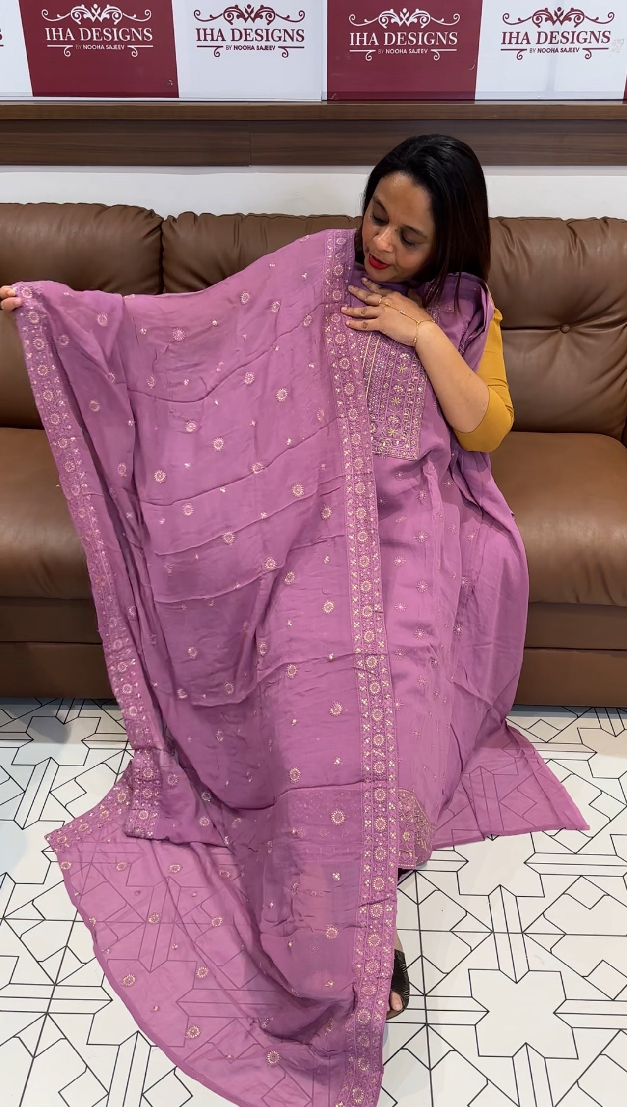 LUCKNOWI CHIKANKARI UNSTITCHED SALWAR SUITS - IHA 9728