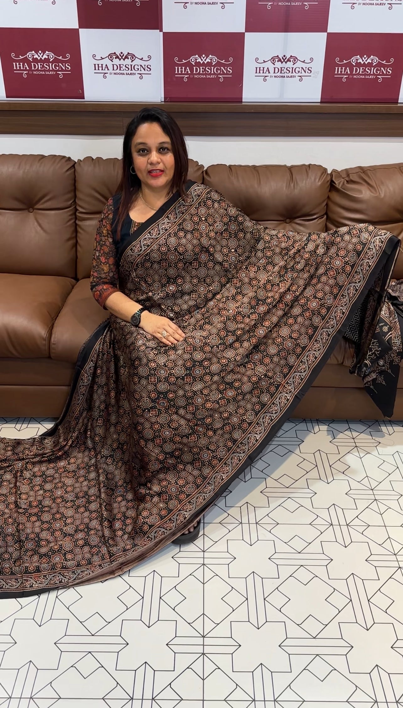 AJRAKH PRINTED MODAL SAREES - IHA 9831