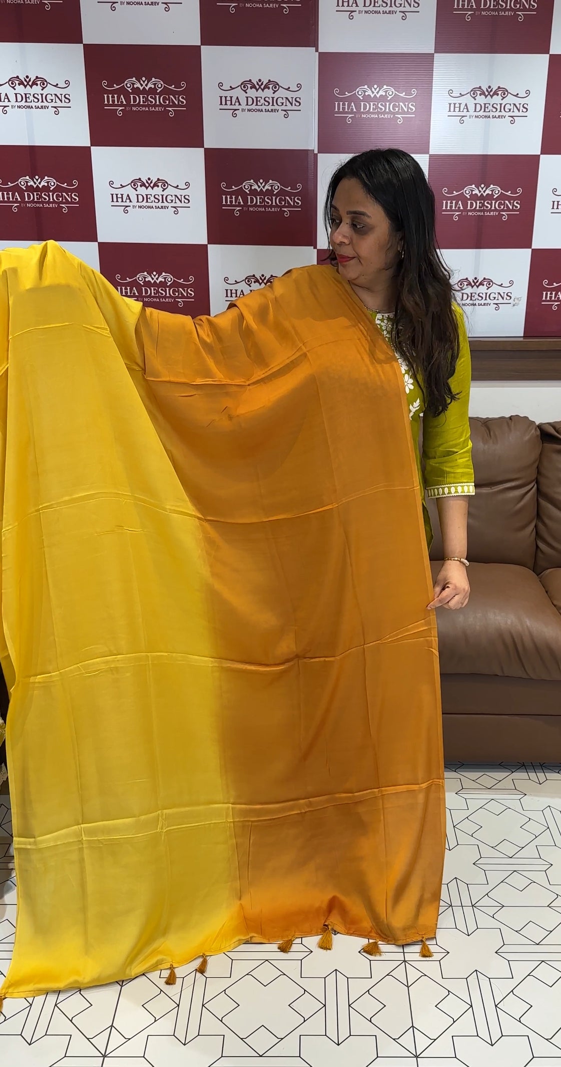 DOUBLE DYED MODAL SILK DUPATTA - IHA 20398