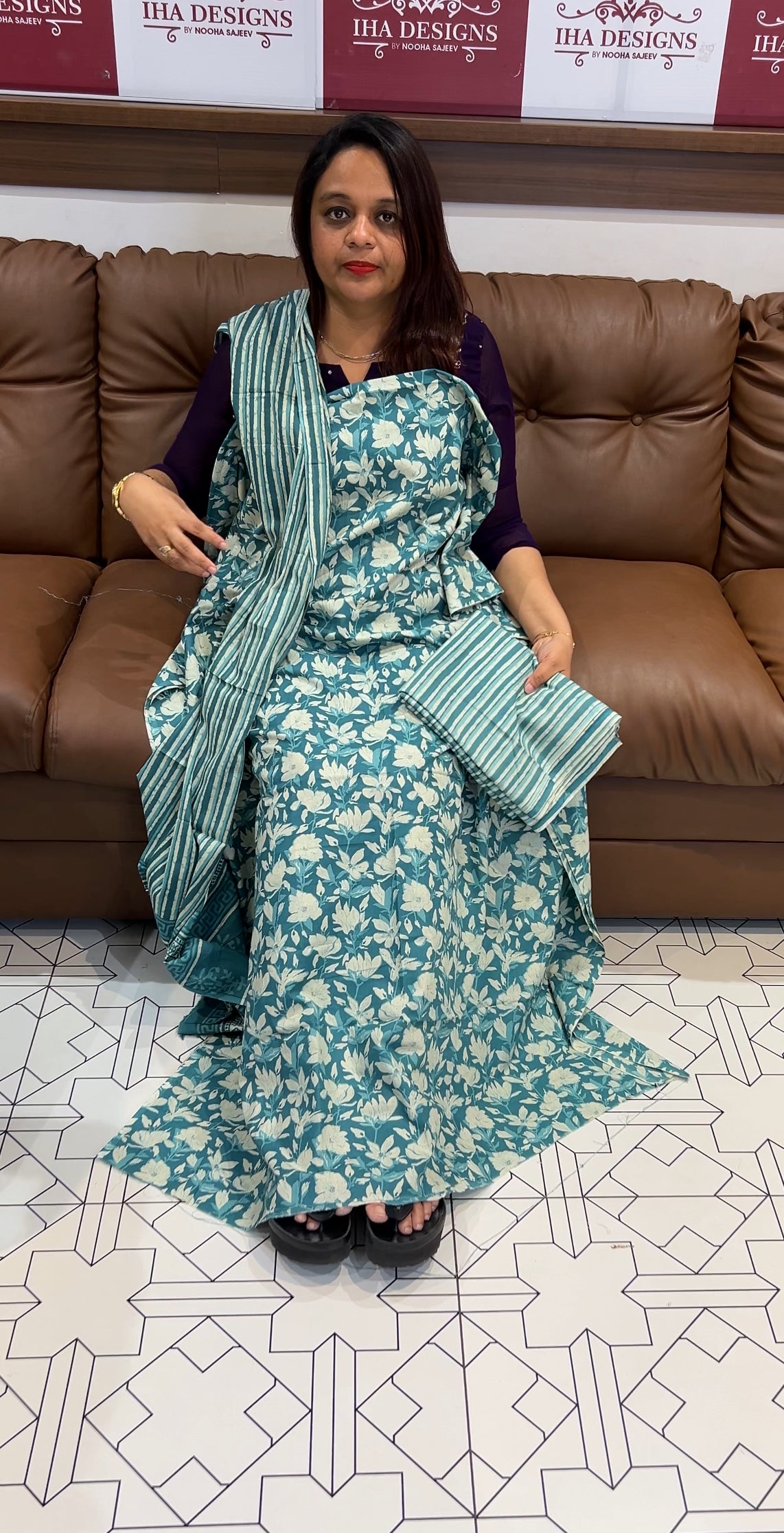 COTTON PRINTED UNSTITCHED SALWAR SUITS - IHA 9789