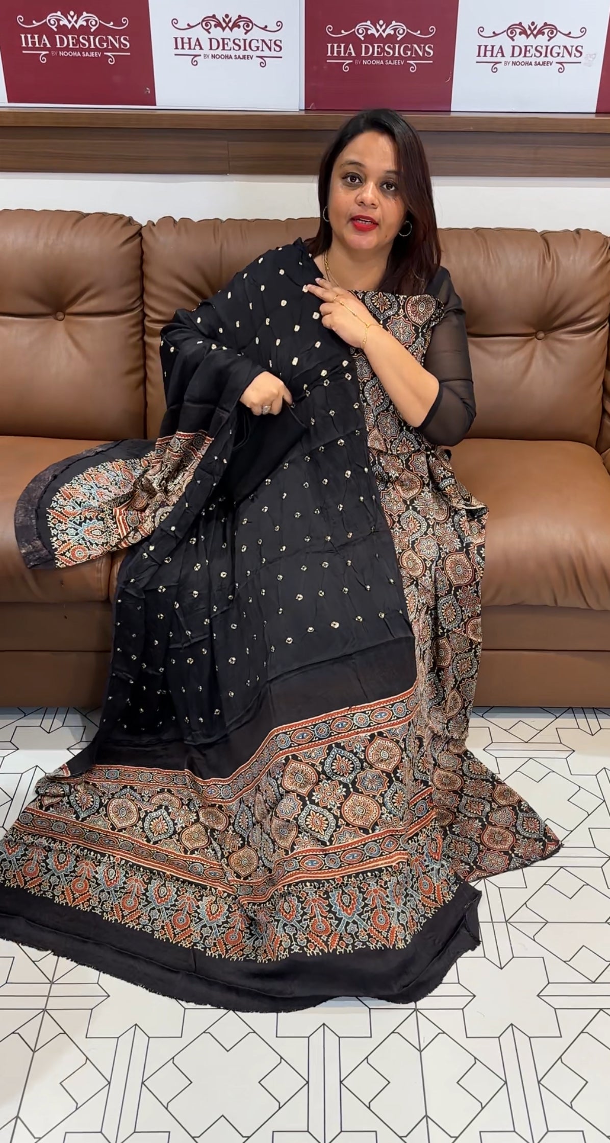 AJRAKH PRINTED UNSTITCHED SALWAR SUIT - IHA 9571